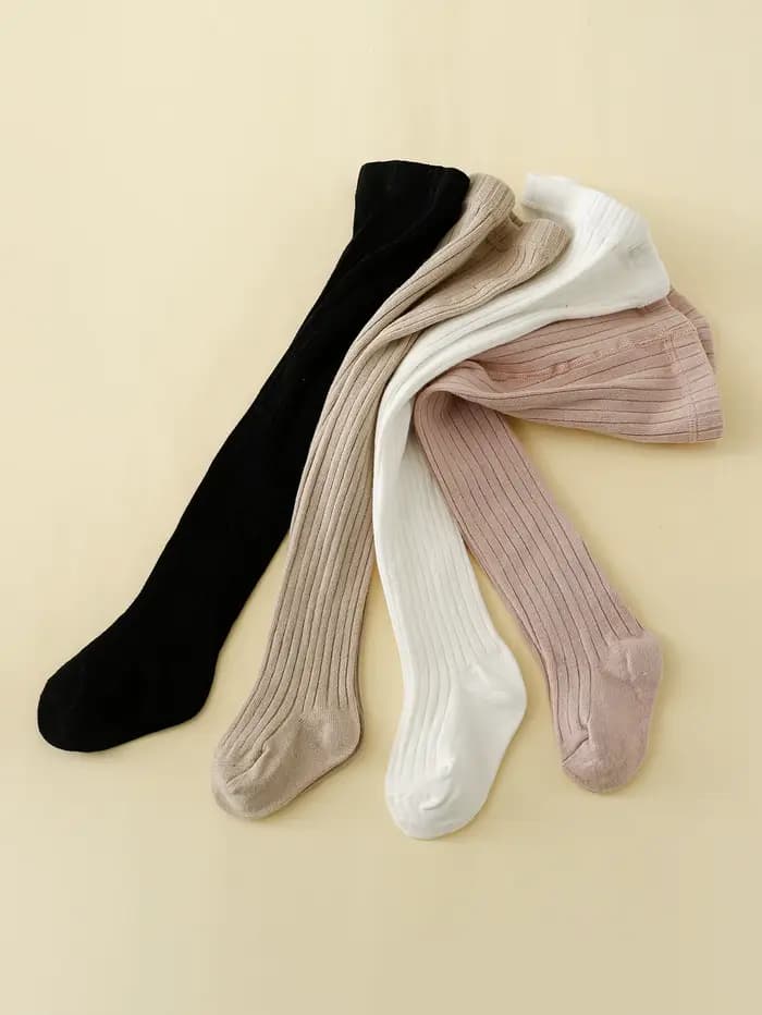 4 paires de collants solides pour petites filles