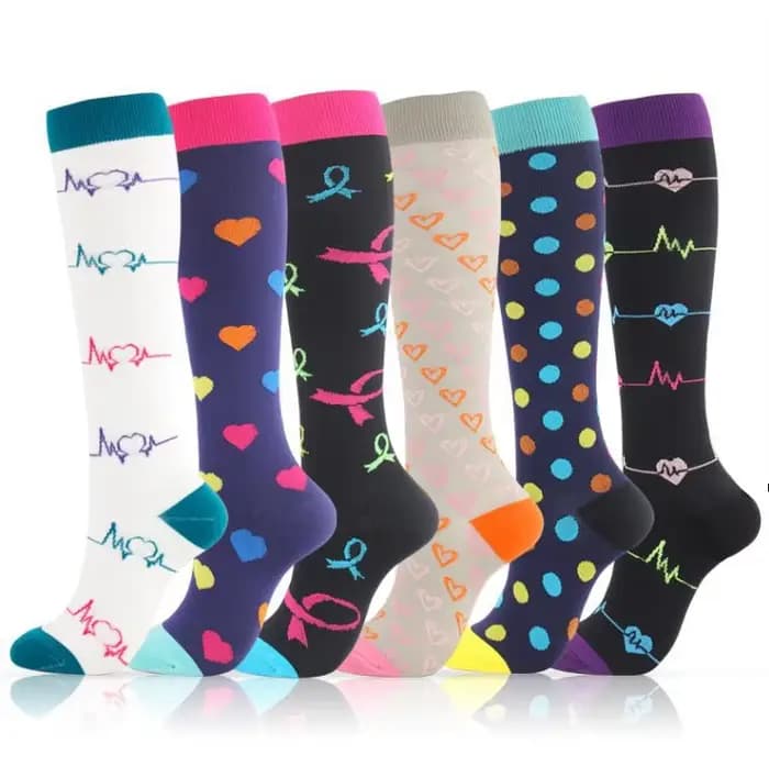 Genou haute Compression chaussettes pour hommes femmes course infirmière