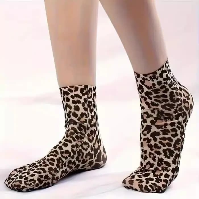 Chaussettes courtes à imprimé léopard pour femmes