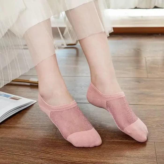5 paires de chaussettes bateau invisibles en soie glacée, chaussettes d'été transparentes antidérapantes, bonneterie respirante pour femmes, chaussettes à Tube court pour filles