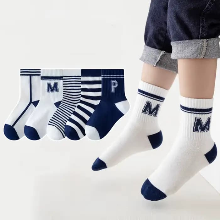 Chaussettes mi-tube en coton respirant pour enfants