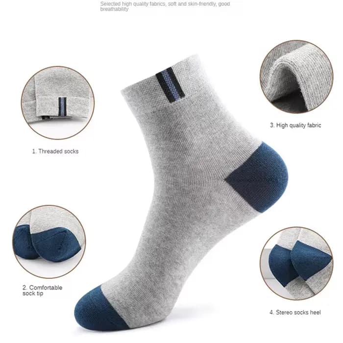 5 paires de chaussettes mi-mollet pour hommes, chaussettes confortables en coton pour le travail et les loisirs, avec un style sportif coloré, chaussettes mi-mollet classiques