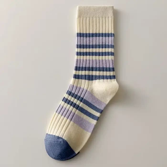 Chaussettes en coton à rayures multicolores pour femmes