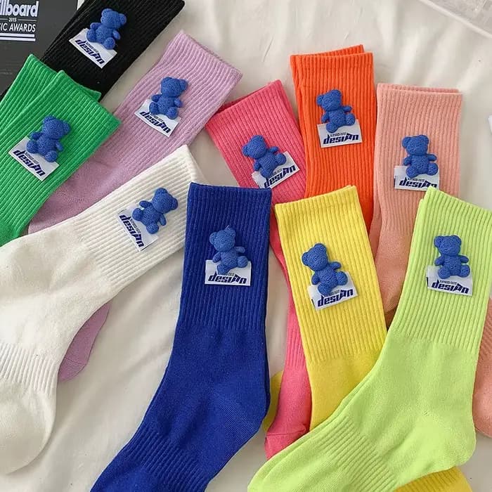 Chaussettes ours bleu Kawaii pour femmes
