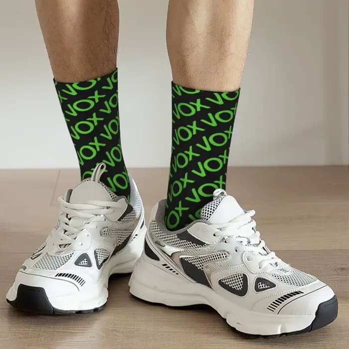Espana Vox Logo hommes femmes chaussettes d'équipage unisexe Kawaii impression 3D espagne fête politique espagnol robe