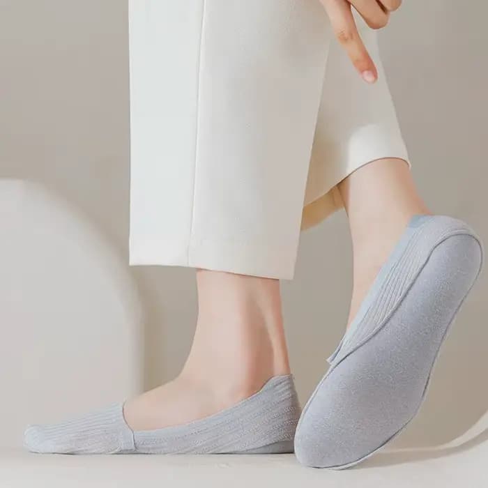 Chaussette pantoufles femmes Silicone antidérapant couleur unie coupe basse bateau