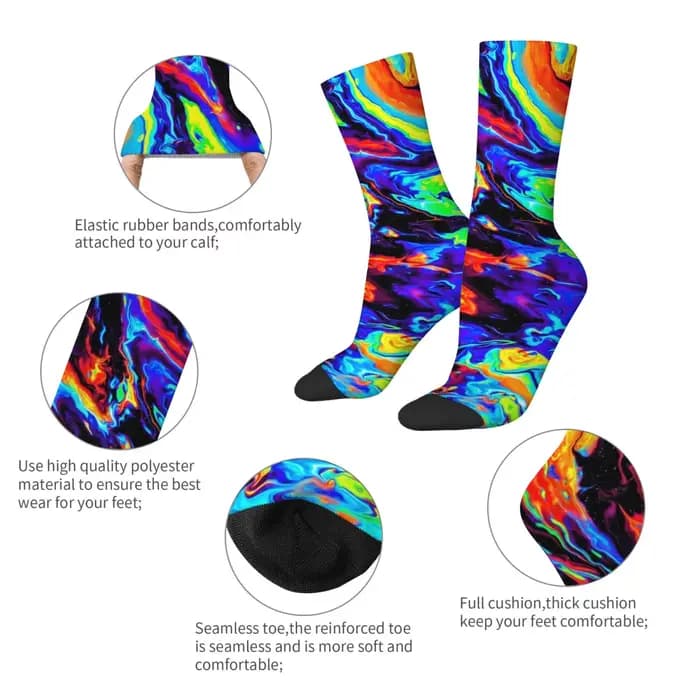 Chaussettes psychédéliques arc-en-ciel pour hommes
