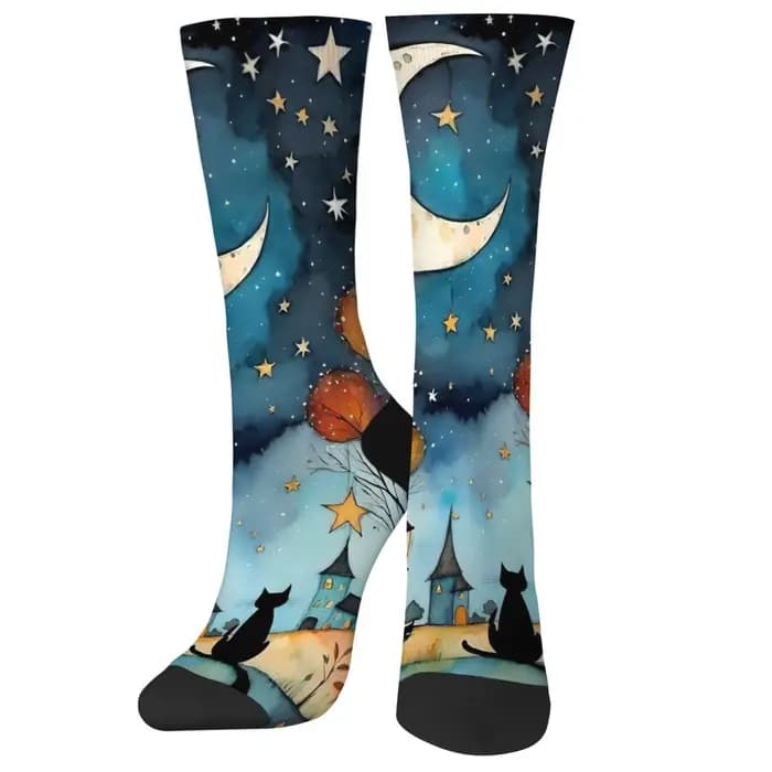 Illustrations de chats colorés de rêve chaussettes personnalité hip hop mode femmes