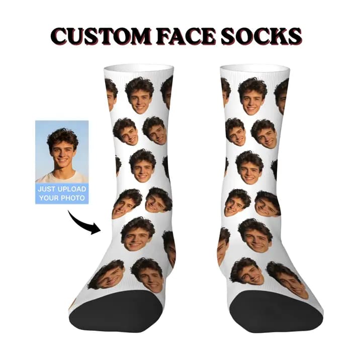 Chaussettes personnalisées avec photo de visage d'avatar pour hommes