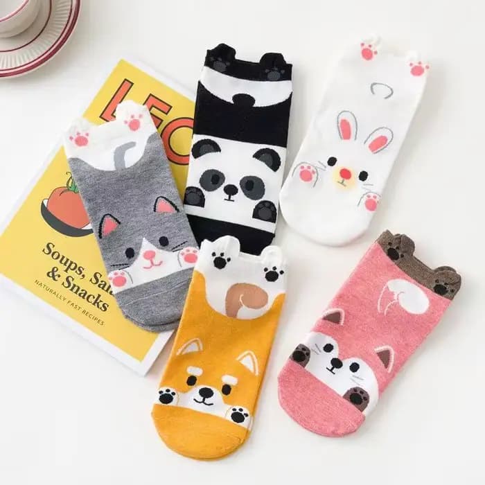 5 paires de chaussettes tricotées amusantes et mignonnes pour femmes