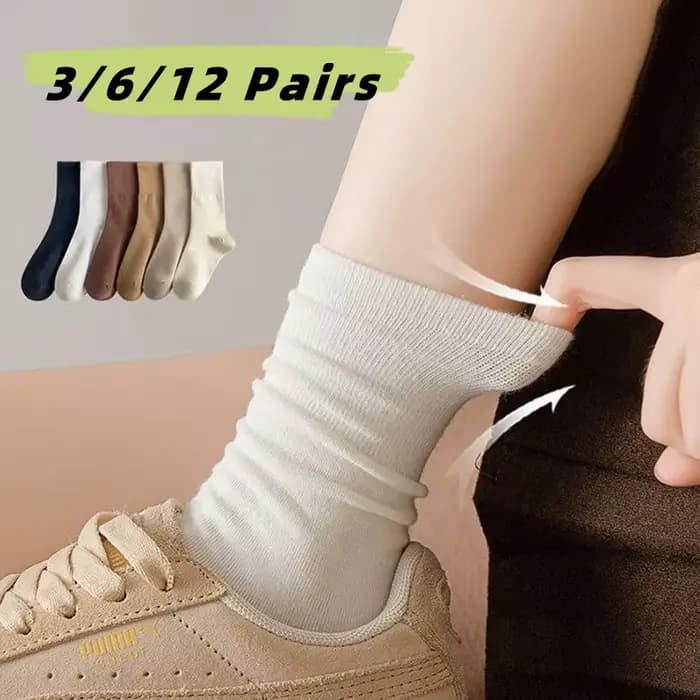3/6/12 paires de chaussettes mi-tube simples et confortables pour femmes
