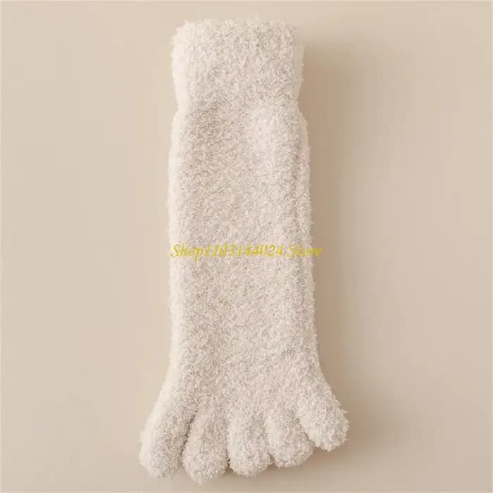 N5KE – chaussettes d'hiver à bout pelucheux pour femmes, chaussettes à cinq doigts en fourrure pour dormir à maison
