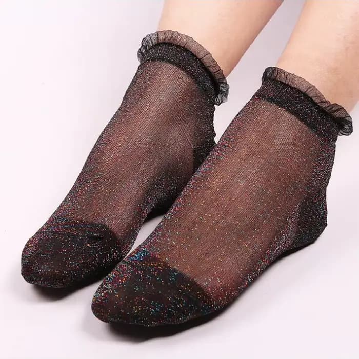 2020 mode femmes paillettes cheville chaussettes printemps été mince soyeux Transparent