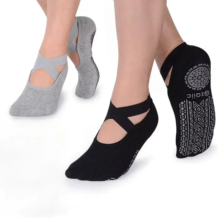 Chaussettes antidérapantes pour femmes, chaussettes de yoga, de pilates, de danse, de fitness et de sport