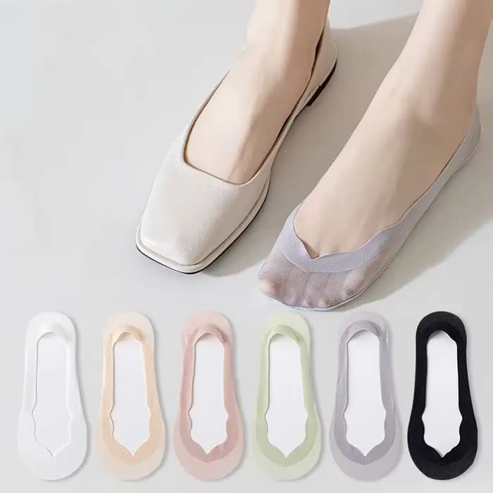 Chaussettes bateau antidérapantes en Silicone pour femmes, pantoufles en soie glacée sans couture, couleur unie, respirantes, invisibles, pour l'été