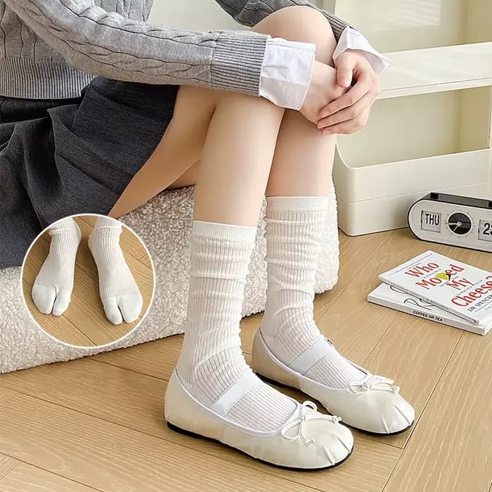 1/3 Paires de chaussettes Tabi en coton japonais pour femmes
