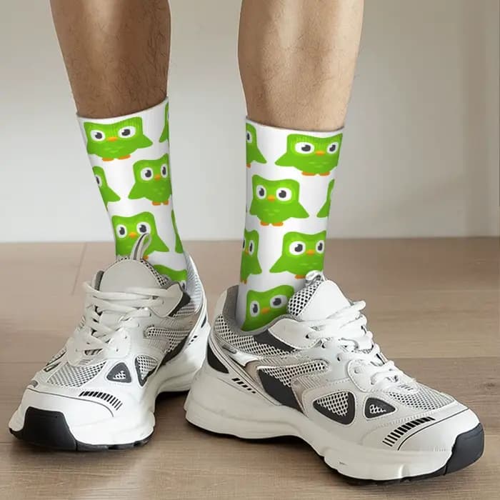 Duolingo hibou Duo chaussettes Harajuku bas Super doux toutes saisons