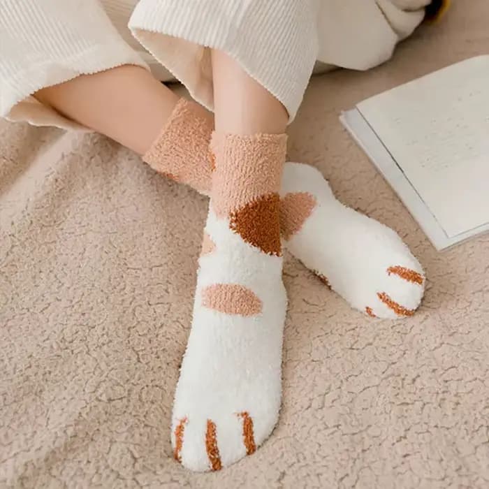 1 paire de chaussettes en coton doux pour femmes – Design de dessin animé d'animaux amusants