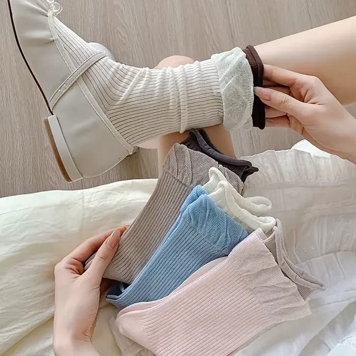 Chaussettes en coton monochromes pour femmes, respirantes, fines, longues, simples, femmes, filles, mode, printemps, été, nouveau