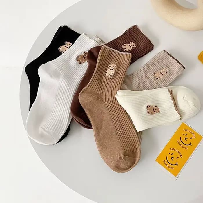 Chaussettes thermiques en coton avec ours mignon pour femme