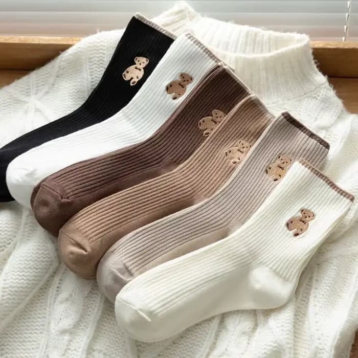 Chaussettes thermiques en coton avec ours mignon pour femme