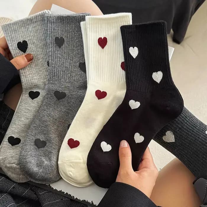 ALLTOOALL 4 paires femme chaussettes printemps automne chaussette respirante mignon coeur mode drôle cadeau