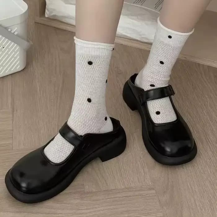 Chaussettes pour femmes avec motif classique à pois, respirantes, style Harajuku, amusantes, tendance, style coréen, pour l'automne