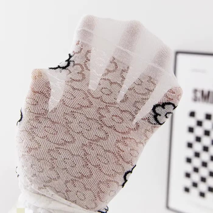 Lot de 5 paires de chaussettes pour femmes, chaussettes fines d'été et de printemps, chaussettes amusantes noires, style Lolita, mignonnes, kawaii, à volants, en coton
