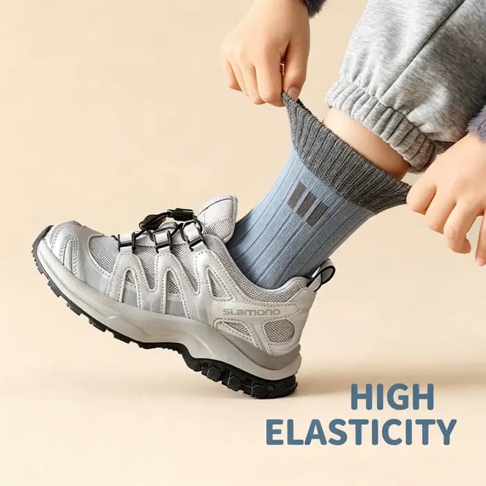 5 paires de chaussettes de sport pour enfants, simples et élégantes, adaptées à toutes les saisons, douces et confortables, chaussettes pour garçons, design à rayures verticales