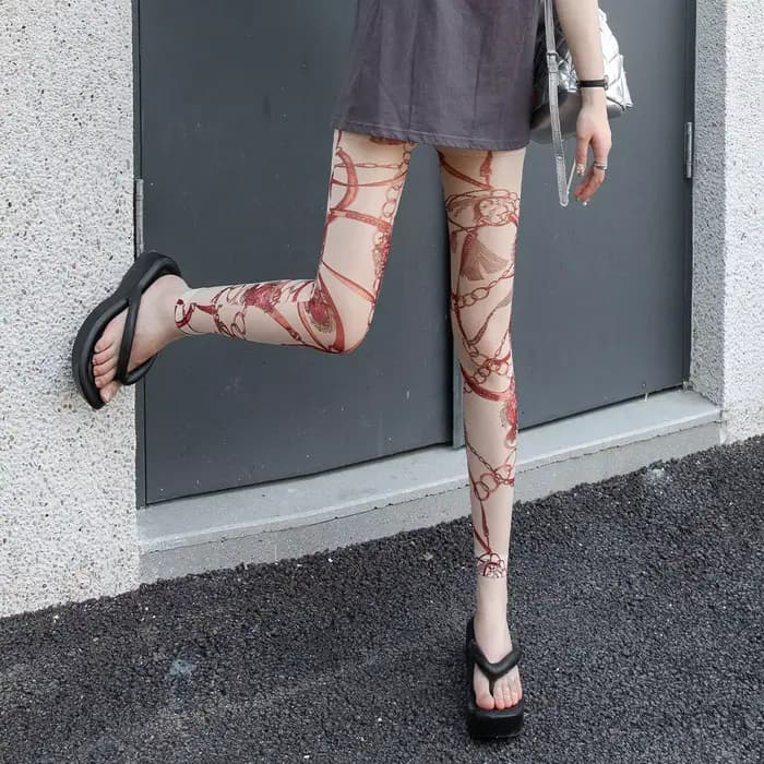 80D collants Camouflage imprimé pied-bas collants automne hiver japonais imprimé léopard bas Sexy femmes collants