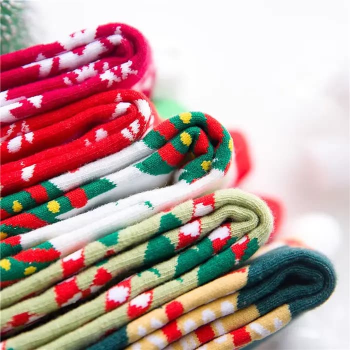 Couleur drôle couleur noël coton hommes/femmes chaussettes de motif canne flocon de neige gingembre tarte homme vacances nouveauté rouge hiver flou rouge