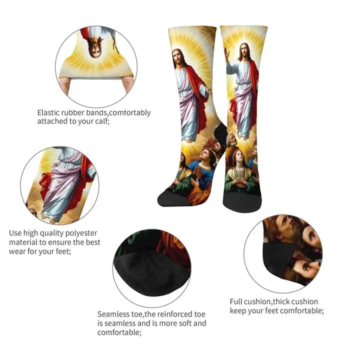 Mythe Jésus nouveauté chaussettes amusantes Harajuku style rétro confortable mode décontracté hommes