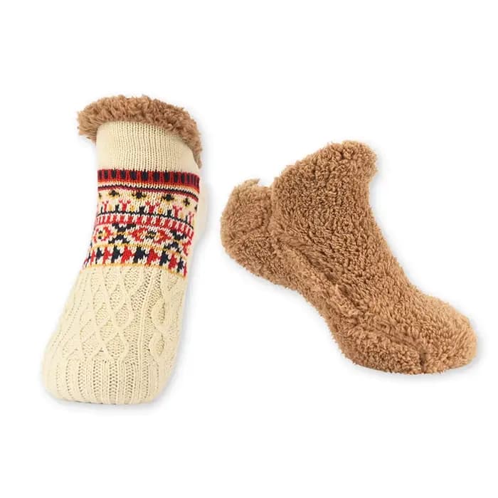 1 paire de chaussettes de sol antidérapantes chaudes d'hiver pour femmes et hommes