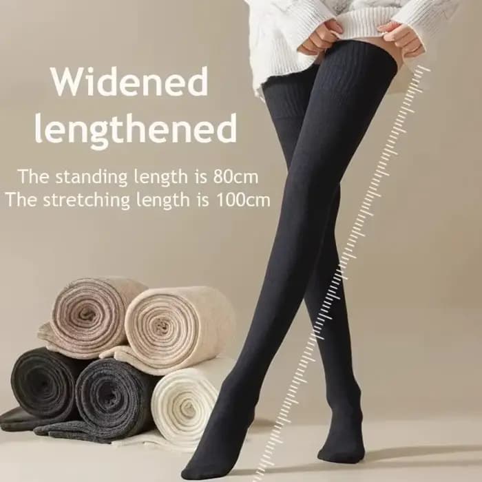 Chaussettes hautes d'hiver pour femmes, longueur 100 cm, style JK Lolita, couleur unie, au-dessus du genou, en velours fin