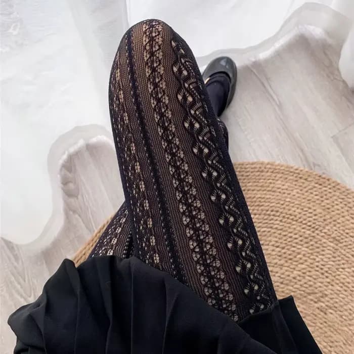 Collants résille en maille de dentelle évidée pour femmes