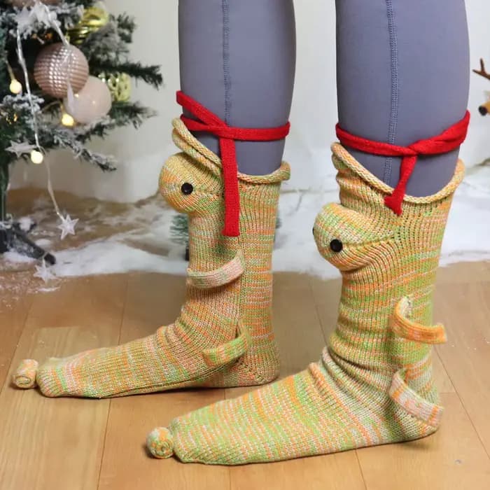Chaussettes pour femmes créatives mi Tube Animal chaussette drôle dessin animé tricot Crocodile