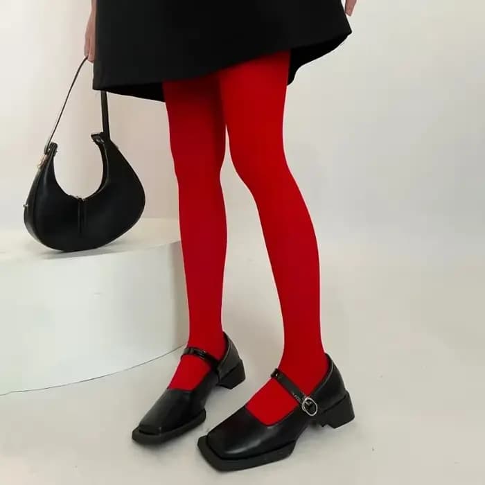 Collants Sexy pour femmes, bas longs, couleur rouge, velours, sans couture, printemps été automne, grands collants élastiques, Resille Rouge