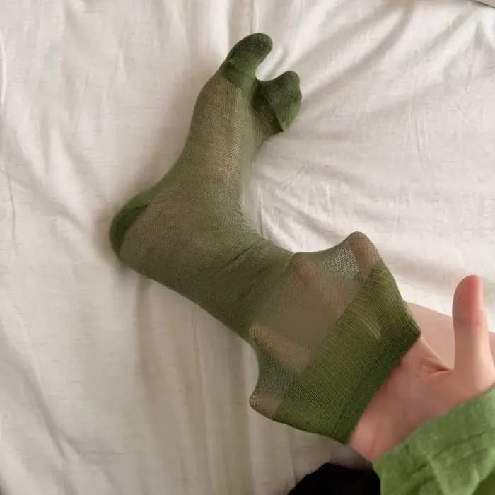 Nouvelles chaussettes Tabi vertes longues style japonais pour femmes