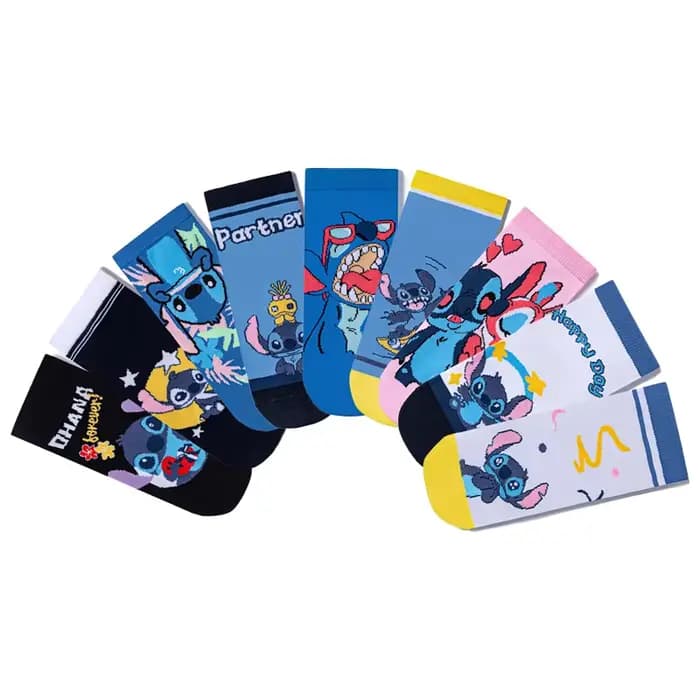Bandai 5 paire/pack Anime Lilo Stitch série chaussettes point thème cheville chaussette