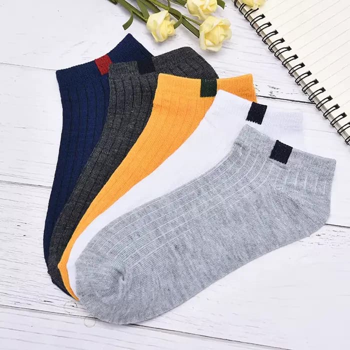 Hommes 10 couleurs tissé étiquette Comfo rtable coton chaussette pantoufles courtes cheville chaussettes