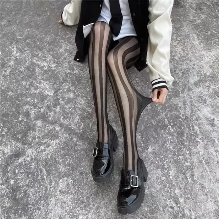 Cuisse rayée bas hauts collants Lingerie bonneterie Ultra-mince
