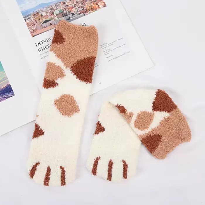 Kawaii dessin animé chaussettes pour femmes mignon 3d chien chat patte motif femme chaud drôle