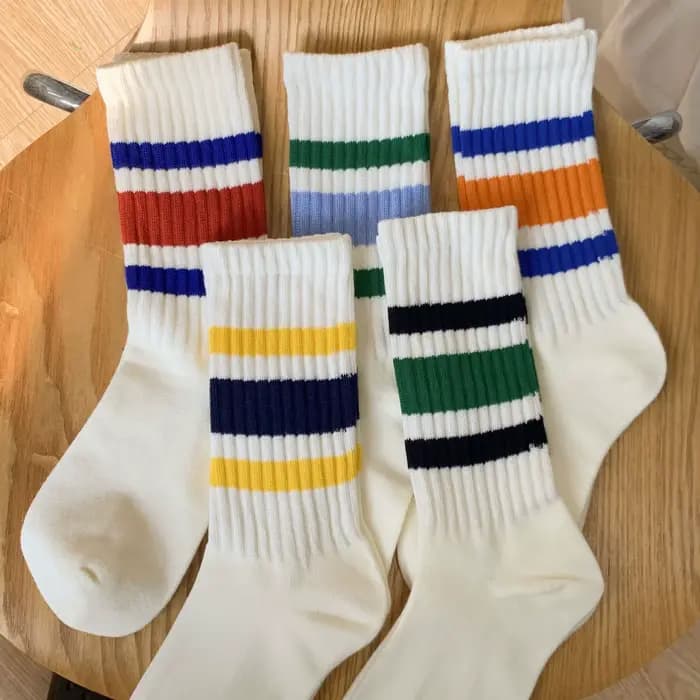Chaussettes de sport mi-hautes rayées pour hommes