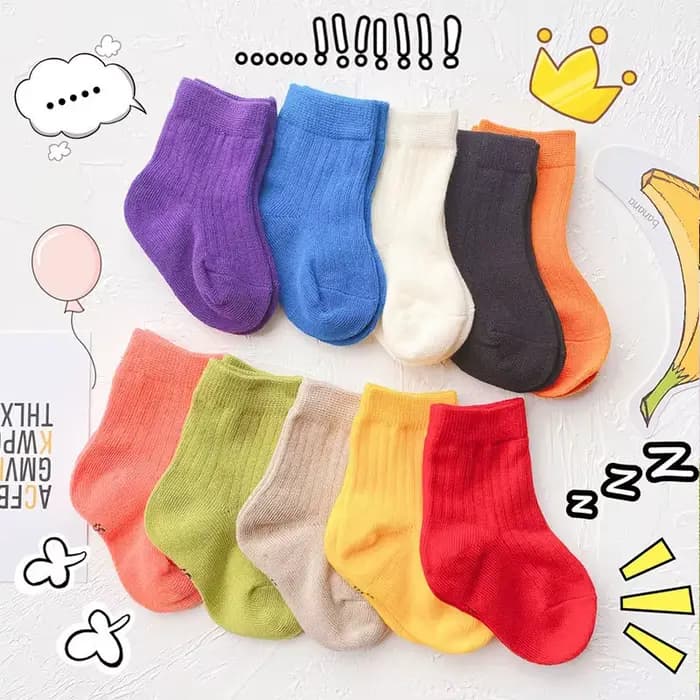 Chaussettes pour enfants coton couleur unie Tube bébé fille garçon