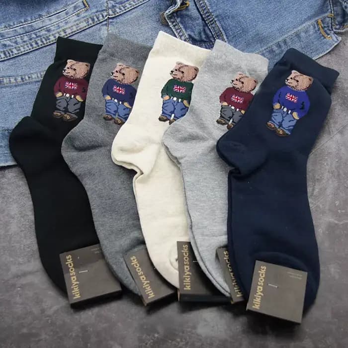 Chaussettes de dessin animé Gentleman Bear pour hommes