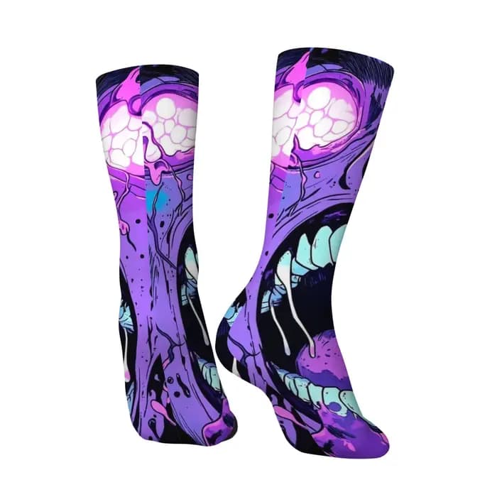 1 paire de chaussettes visage d'horreur pour hommes