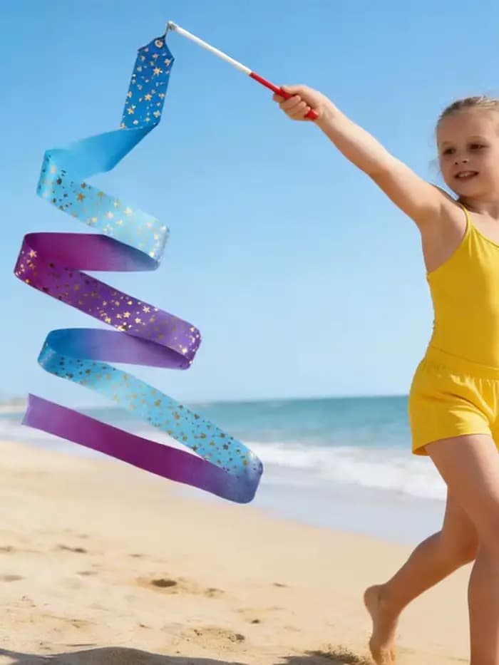 Baguettes de danse à rubans longues et scintillantes à dégradé, accessoires de gymnastique rythmique pour fêtes, salles de classe et concours de talents