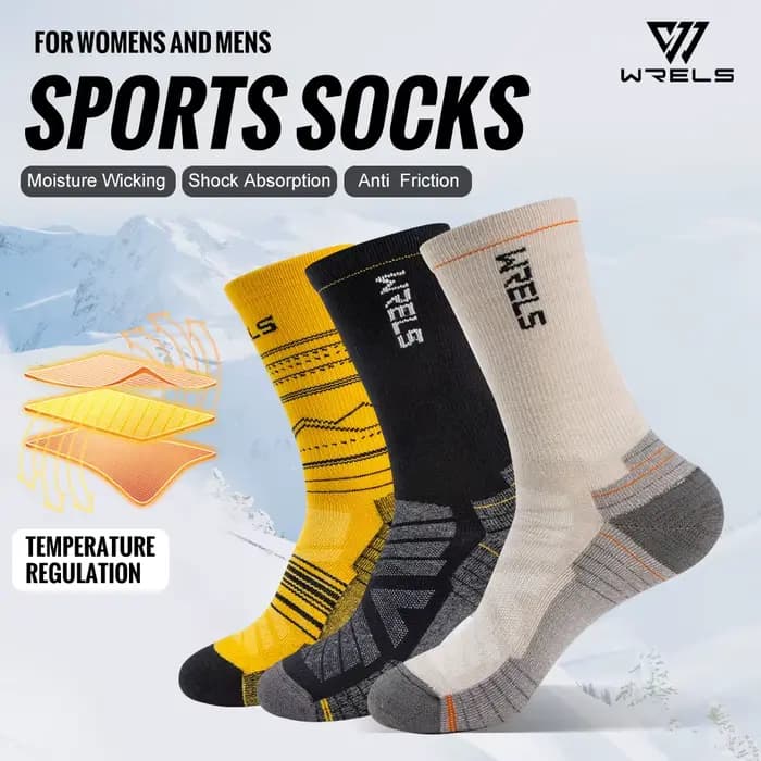 WRELS chaussettes en laine mérinos randonnée légère Absorption des chocs amortissement mi-mollet