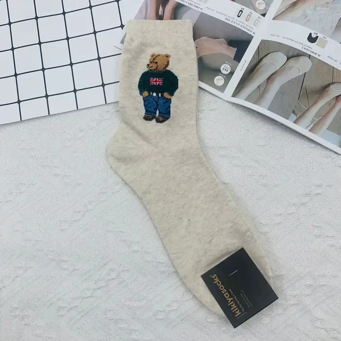 Dessin animé ours tube moyen hommes chaussettes concepteur coton