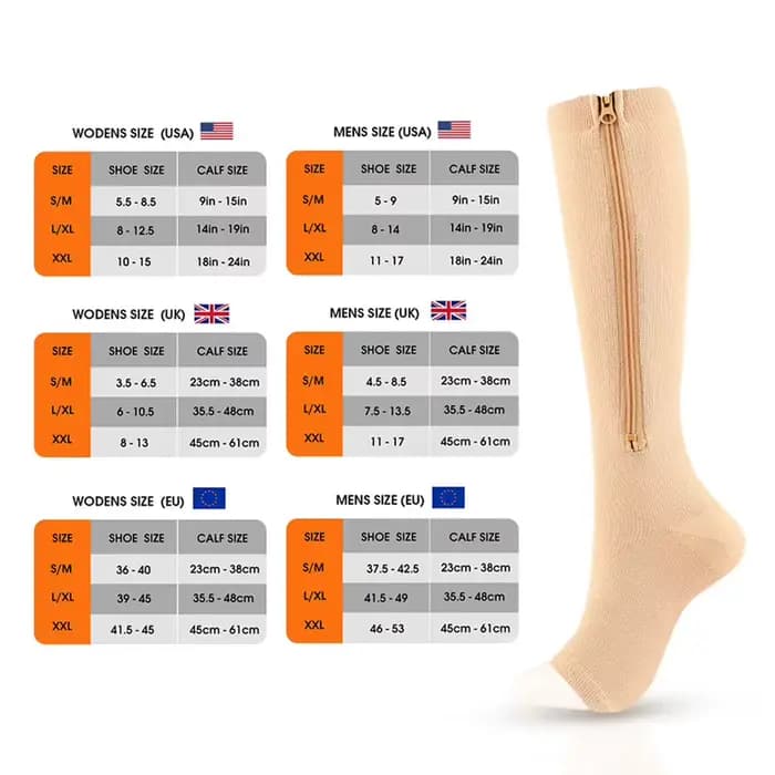 Chaussettes de Compression fermeture éclair mode femmes hommes soulagement de la douleur genou haute fermeture éclair jambe soutien genou Sox bout ouvert couleur unie chaussettes YSZ02